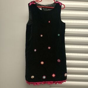 Charming Black Velvet  Kids Dress